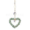Heart Natural Green Aventurine Chip Pendant Drcorations HJEW-JM01651-03-1