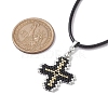 Glass Seed Cross Pendant Necklaces NJEW-MZ00025-5