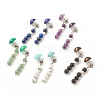 Natural Gemstone Half Round with Beaded Chain Tassel Dangle Stud Earrings EJEW-JE04946-1