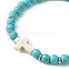 2Pcs 2 Color Synthetic Turquoise Cross Beaded Stretch Bracelets Set BJEW-TA00398-4