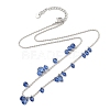 304 Stainless Steel Cubic Zirconia Teardrop & Flat Round Bib Ball Chain Necklaces for Women NJEW-F328-11P-06-2