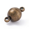 Round Brass Magnetic Clasps with Loops X-MC019-AB-3