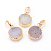 Natural Drusy Agate Flat Round Pendants G-P089-54-1