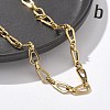 304 Stainless Steel Teardrop Link Chain Necklaces for Women NJEW-R012-02G-2