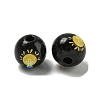 Printed Wood European Beads WOOD-L020-D14-2