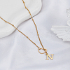 1Pc Letter & Heart Stainless Steel Lariat Necklaces for Women NJEW-LP0002-87G-N-3