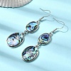 Brass Natural Abalone Shell Dangle Earrings EJEW-F388-01A-P-2