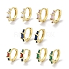 Brass Pave Cubic Zirconia Hoop Earrings for Women EJEW-L269-135G-1
