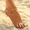 925 Sterling Silver Cable Chain Anklet with Oval Natural Freshwater Pearls for Women AJEW-F162-003G-3