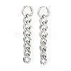304 Stainless Steel Curb Chains Bracelets & Dangle Huggie Hoop Earrings Sets SJEW-JS01176-3