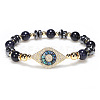Synthetic Blue Goldstone Bead Bracelets BJEW-P240-G01-3