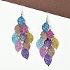 430 Stainless Steel Leaf Dangle Earrings EJEW-A137-06P-04-3