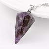 Cone Pendulum Platinum Tone Brass Amethyst Pendants G-F267-05G-1