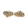 Heart with Leopard Print Pattern Brass Micro Pave Clear Cubic Zirconia Charms KK-G435-35G-3