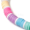 Rainbow Color Disc Handmade Polymer Clay Beaded Stretch Bracelets for Women BJEW-JB10351-02-3