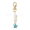 Natural White Mother of Pearl Shell & Synthetic Turquoise Starfish Pendant Decorations HJEW-JM02986-4