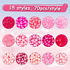 1050Pcs 15 Style Pink Series Round Transparent Plastic & Imitation Pearl Acrylic Beads TACR-CA0001-07-3