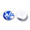 Blue and White Floral Printed Glass Cabochons GGLA-A002-18mm-XX-3