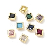 Square Brass Micro Pave Cubic Zirconia Cabochons KK-P345-13G-E-1