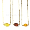 Gradient Color Natural Amber Nuggets Bead Pendant 304 Stainless Steel Satellite Chain Necklaces for Women NJEW-JN06063-2