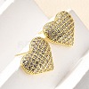 Heart Brass Micro Pave Cubic Zirconia Stud Earrings & Pendant Necklaces Sets SJEW-Z002-05G-3