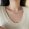 304 Stainless Steel Pave Clear Cubic Zirconia Flat Round Link Chain Necklaces for Women WGAC544-01-2