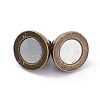 Round Brass Magnetic Clasps with Loops X-MC019-AB-4