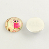 Cartoon Owl Pattern Flatback Half Round/Dome Glass Cabochons GGLA-R026-25mm-06-2