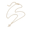 Brass Glass Star Pendant 304 Stainless Steel Cable Chain Necklaces for Women NJEW-JN05544-4
