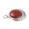 Natural Red Agate Pendants with Hollow Platinum Brass Findings G-P448-A08-P-4