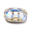 2-Hole Rectangle Glass Rhinestone Buttons BUTT-D001-K-4