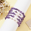 5Pcs 5 Style Natural Amethyst Chips Stretch Bracelets Set BJEW-JB09551-01-4