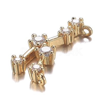 Brass Micro Clear Cubic Zirconia Pendants ZIRC-F120-019G-10-1