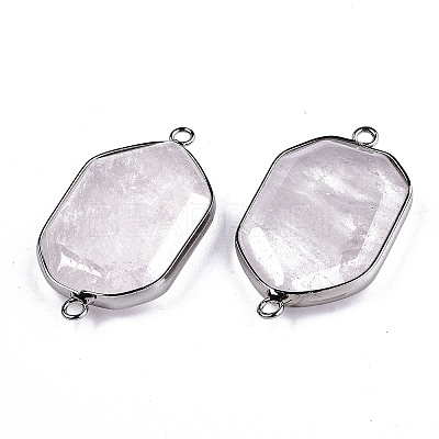 Natural Rose Quartz Links Connectors G-T131-48P-06-1
