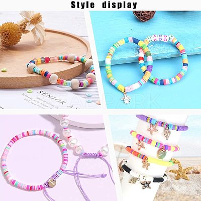 Flat Round Handmade Polymer Clay Beads CLAY-R067-6.0mm-15-1
