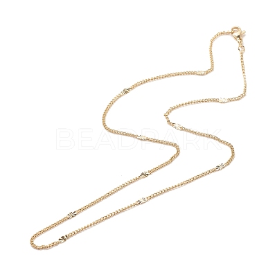 Brass Curb Chains with Oval Links Necklace for Women NJEW-P265-18G-1