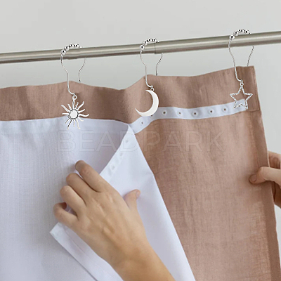 18Pcs 3 Style Universe Theme Iron Shower Curtain Rings for Bathroom HJEW-OC0001-24-1