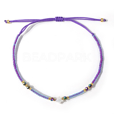 Adjustable Glass Seed Beads Braided Bead Bracelets IF7120-9-1