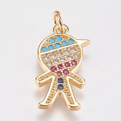 Brass Micro Pave Cubic Zirconia Pendants KK-I614-061-1