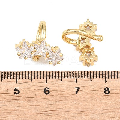 Brass Micro Pave Clear Cubic Zirconia Cuff Earrings EJEW-G471-40G-1