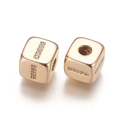 Brass Micro Pave Cubic Zirconia Beads KK-K238-16G-I-1