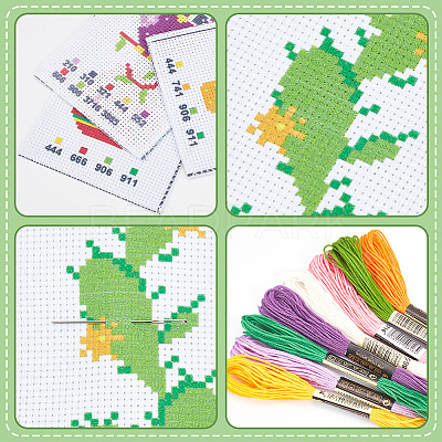 3 Sets 3 Style DIY Oval & Cactus Pattern Bookmark Cross-Stitch Kit DIY-NB0008-96-1