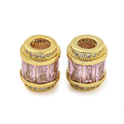 Rack Plating Brass Micro Pave Cubic Zirconia European Beads KK-F089-31G-02-1
