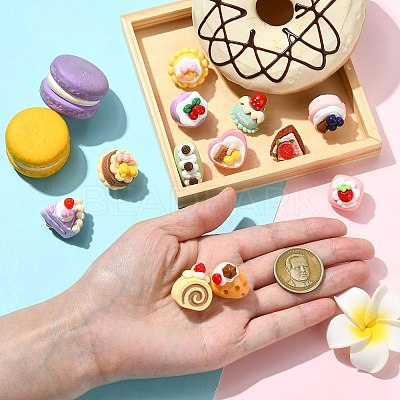 12Pcs 12 Styles Cute Fruit Cake Themed Resin Pins JEWB-CJ0003-11-1
