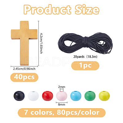 DIY Round & Cross Pendant Necklace Making Kits DIY-DC0004-02C-1