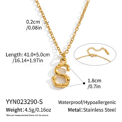 304 Stainless Steel Bamboo Initial Pendant Necklaces for Men Women WM4386-16-1
