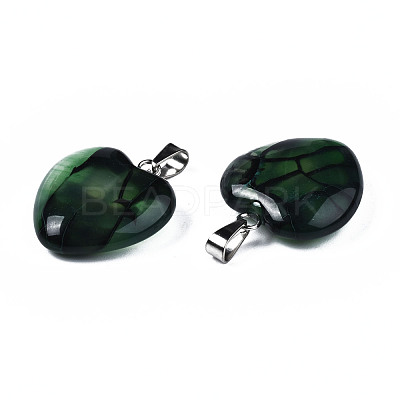 Natural Dragon Veins Agate Pendants G-N0325-14C-1
