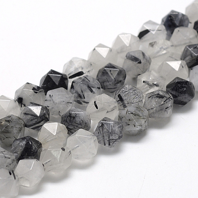 Natural Black Rutilated Quartz Beads Strands G-R448-6mm-01-1