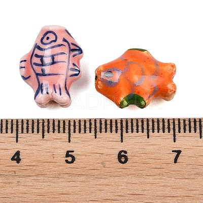 Handmade Fish Porcelain Beads X-PORC-S446-M-1