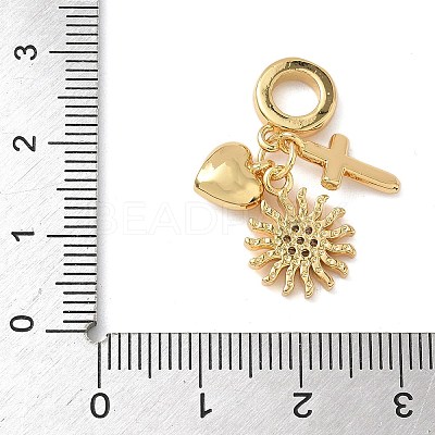 Brass Micro Pave Clear Cubic Zirconia European Dangle Charms X-KK-D502-13C-G-1